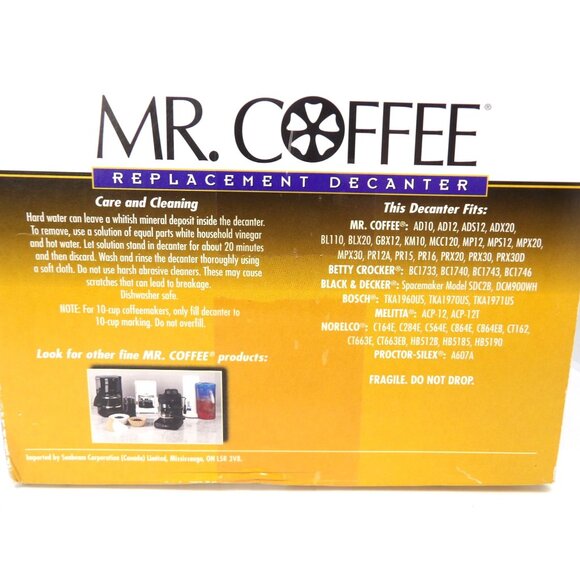 Mr. Coffee Replacement Decanter 10-12 Cup New Sealed Box - Picture 3 of 4